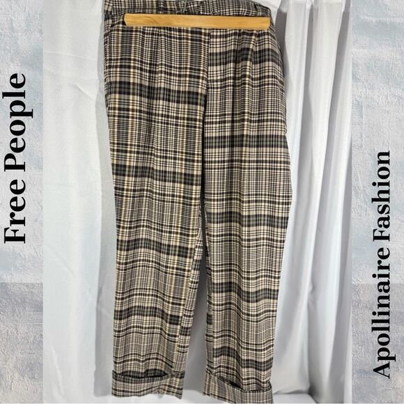 FREE PEOPLE PLAID PLEATED TROUSERS SIZE 8 New - Picture 1 of 6